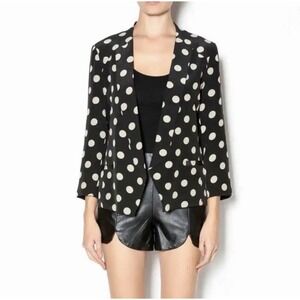 Anthropologie Corey Lynn Calter Sz 2 Polka Dot Blazer Satin Open Front Jacket‎